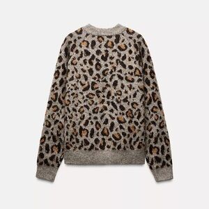 Zara Jacquard Knit Leopard Print Sweater